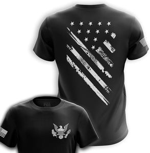 American Crest Flag Military Army Mens Tshirt White Crest Flag black T-Shirt