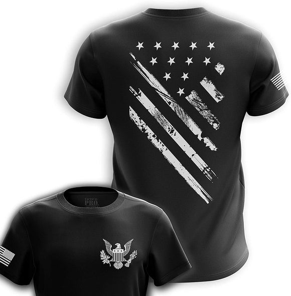 American Crest Flag Military Army Mens Tshirt White Crest Flag black T-Shirt