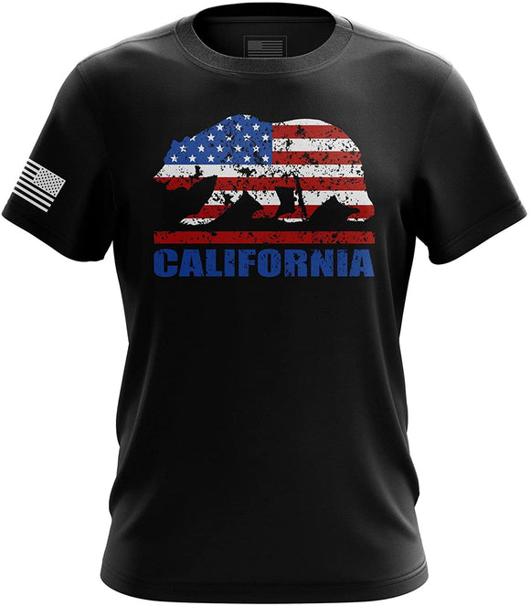 American Eagle California Bear Howling Wolf Military Army Mens California Bear black T-Shirt