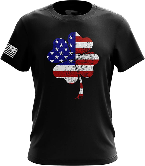 American Flag Military Army Mens Clover Usa Men black T-Shirt