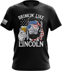 American Flag Military Army Mens Drinkin Lincoln black T-Shirt