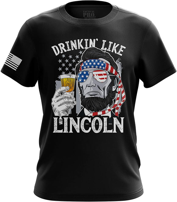 American Flag Military Army Mens Drinkin Lincoln black T-Shirt