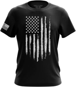 American Flag Military Army Mens White Flag black T-Shirt