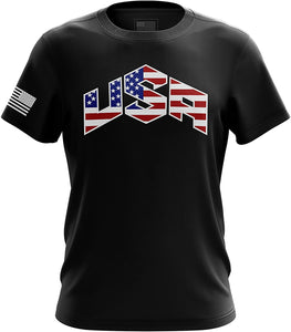 American Flag USA Black black T-Shirt