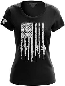 American Flag Womens Rifle Flag black T-Shirt