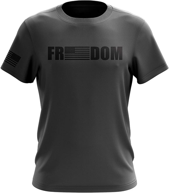 American Freedom Eagle Cross Flag Military Army Mens Freedom Grey T-Shirt