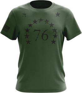 Foxtrot Live Free Join or Die American Flag Military Army Mens 1776 Stars Green T-Shirt