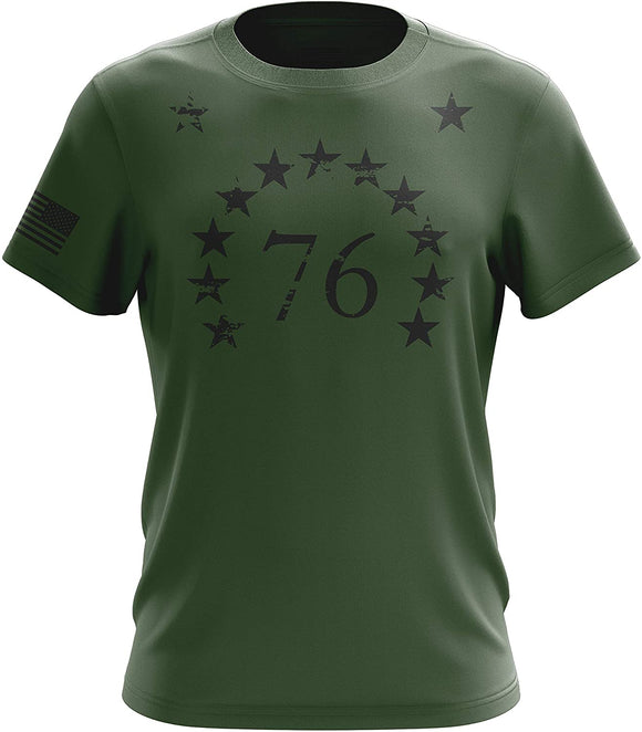 Foxtrot Live Free Join or Die American Flag Military Army Mens 1776 Stars Green T-Shirt