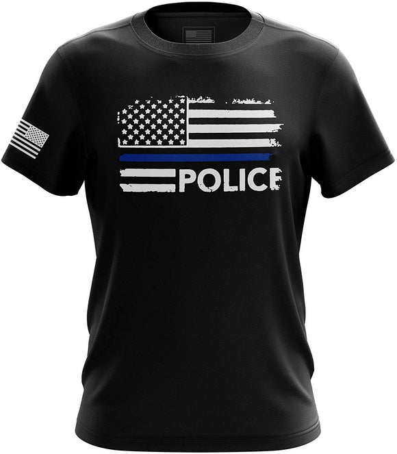 Green Line American Police Blue Line Flag Military Army Mens Police black T-Shirt