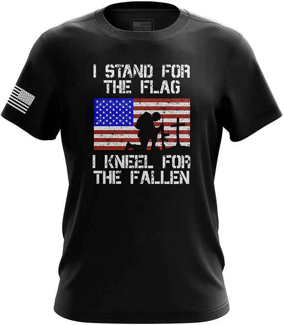 I Stand for The American Flag Kneel for The Fallen Mens black T-Shirt