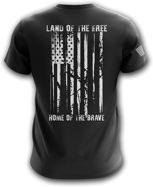 Land of The Free American Flag Military Army Mens Home of The Brave Land of the Free black T-Shirt