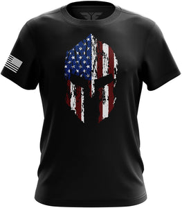 Molon Labe Spartan USA Blue Line American Flag Military Army Mens Spartan Usa black T-Shirt