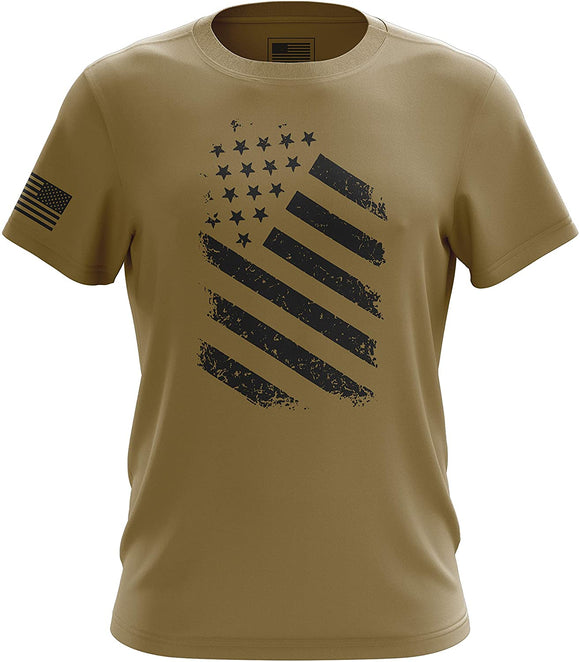 Old Glory Blue Line Red Line American Flag Military Army Mens Old Glory Khaki T-Shirt