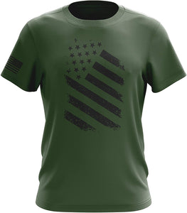 Old Glory Blue Line Red Line American Flag Military Army Mens Old Glory green T-Shirt