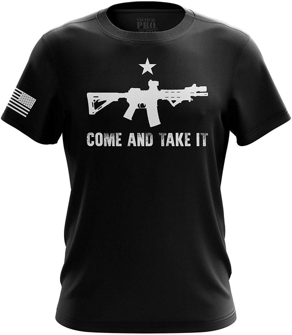 Pro Gun Second Amendment American Flag Don't Tread Mens Come and Take It black T-Shirt