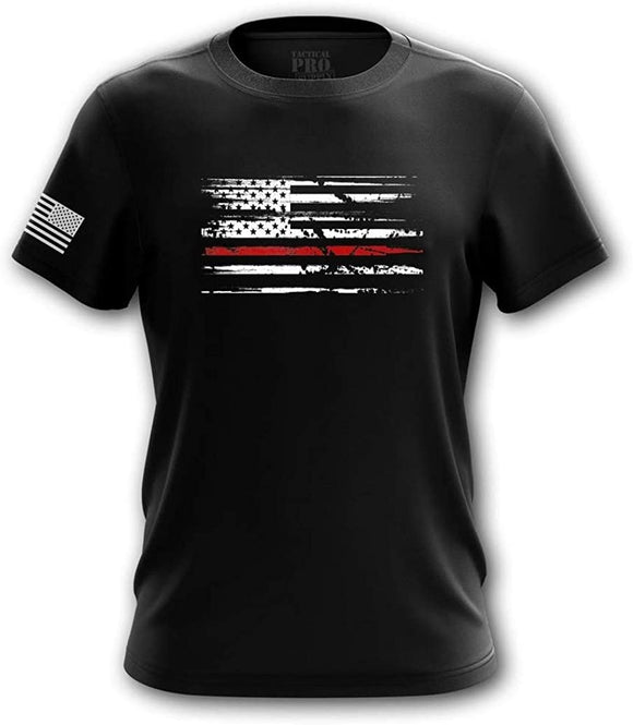 Pro Gun Second Amendment American Flag Don't Tread on Me Mens Red Line black T-Shirt