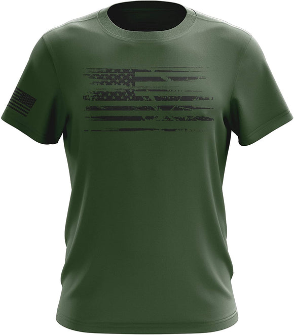 Pro Gun Second Amendment American Flag Don't Tread on Me Mens White Flag Green T-Shirt