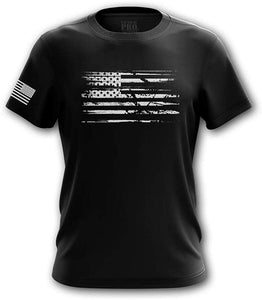 Pro Gun Second Amendment American Flag Don't Tread on Me Mens White Flag black T-Shirt