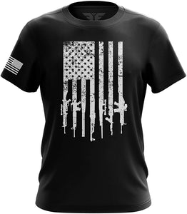 Rifle Flag American Military Mens Black black T-Shirt