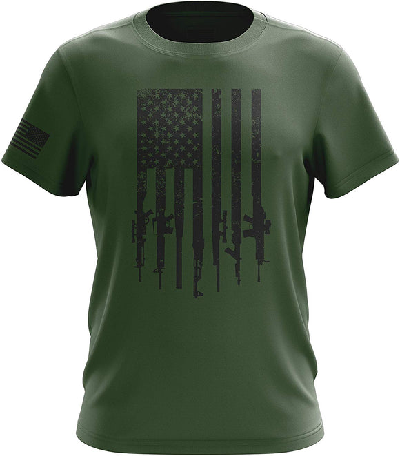 Rifle Flag American Military Mens Military green T-Shirt